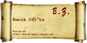 Benik Zéta névjegykártya